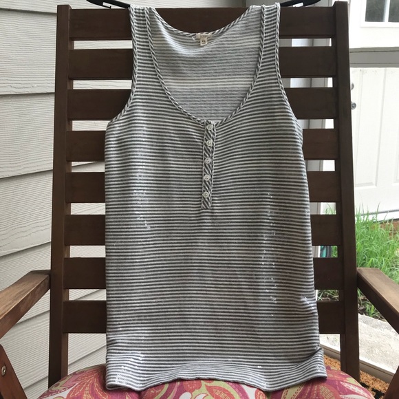 J. Crew Tops - J.crew sequin stripes 3 button tank top